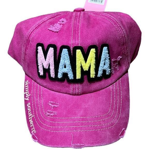 NWT Simply Southern Women’s‎ “Mama” Distressed Chenille Hat - Picture 1 of 3